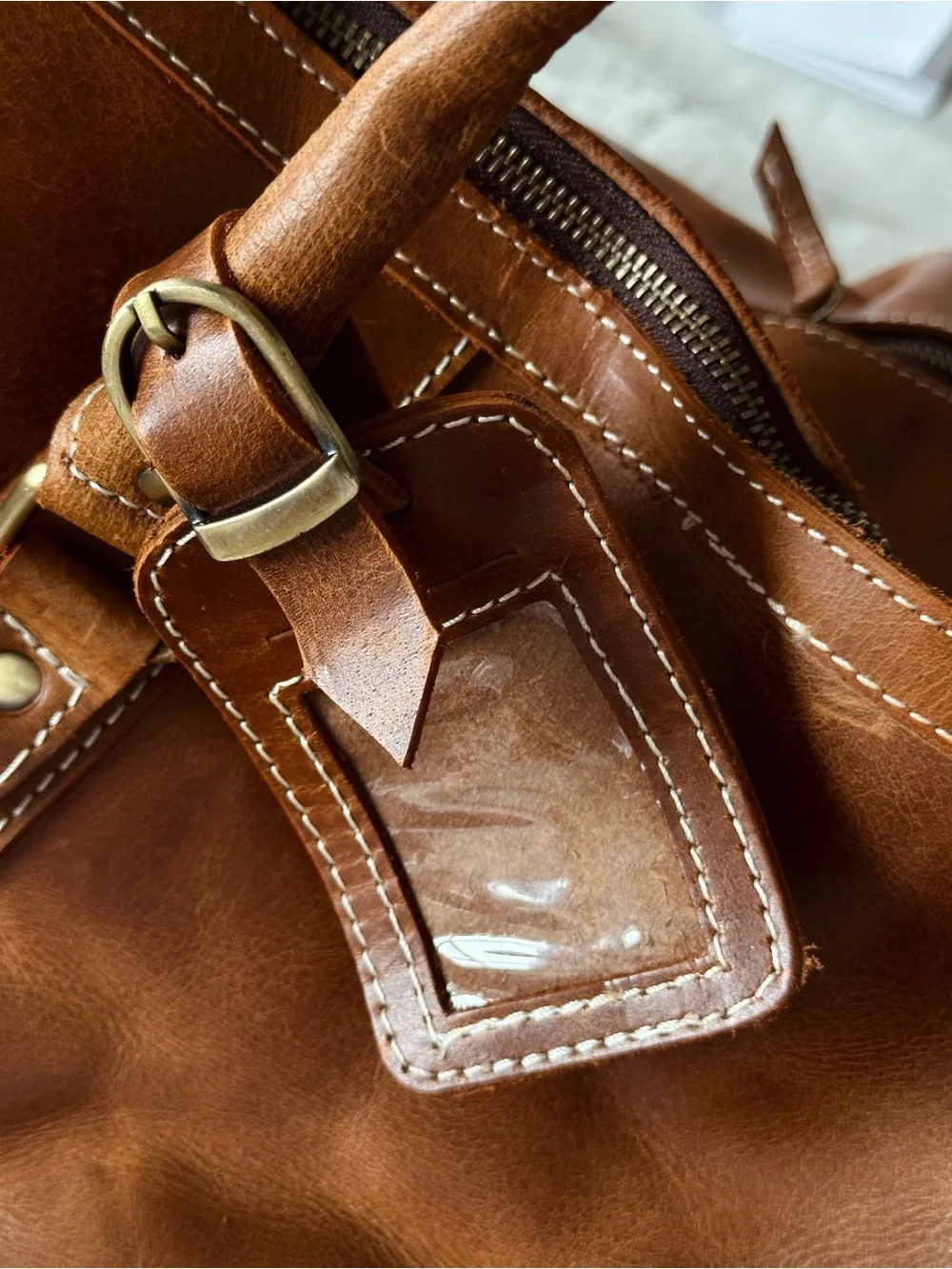 Classic Brown Leather Weekender Duffel Bag for Men